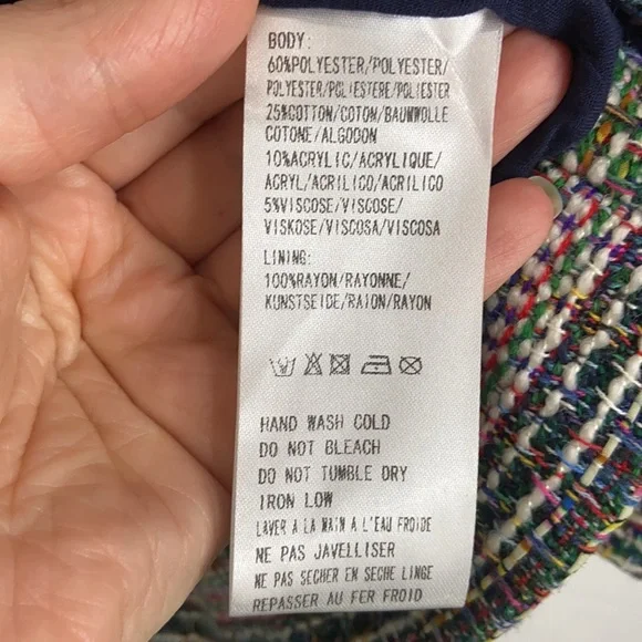 Anthropologie Harlyn Multicolor Striped Blazer Tweed Boyfriend Oversized open - Picture 10 of 14